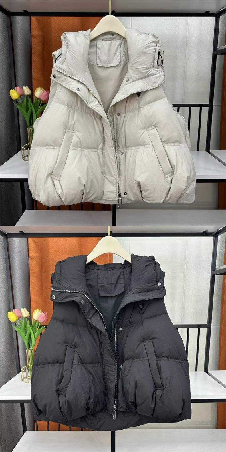 Neue Damen-Daunenweste aus Baumwolle für den Herbst: Modisch, lässig, vielseitig, figurformend, locker, warm, mit Kapuze, kurze Jacke_voghion.com