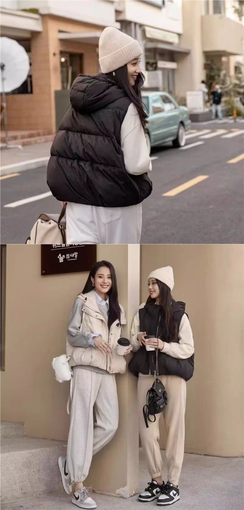 Neue Damen-Daunenweste aus Baumwolle für den Herbst: Modisch, lässig, vielseitig, figurformend, locker, warm, mit Kapuze, kurze Jacke_voghion.com