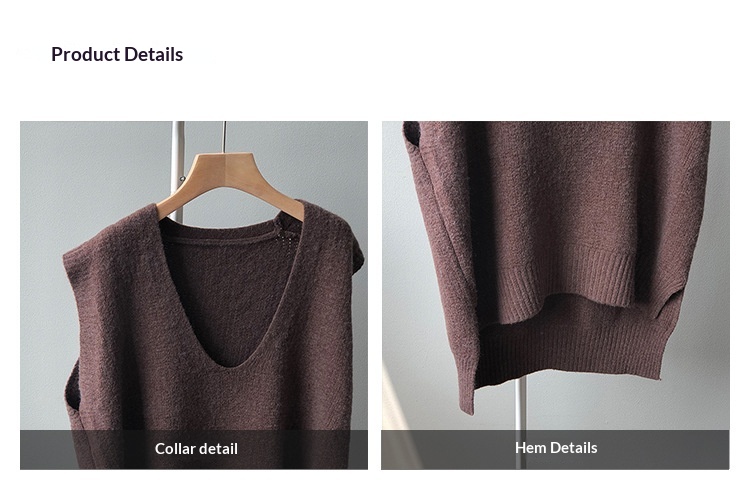 Dameskleding Yanshuang gebreide dames, herfstkleding, gelaagde V-hals, Koreaanse stijl, casual losse modieuze mouwloze vest voor dames_voghion.com