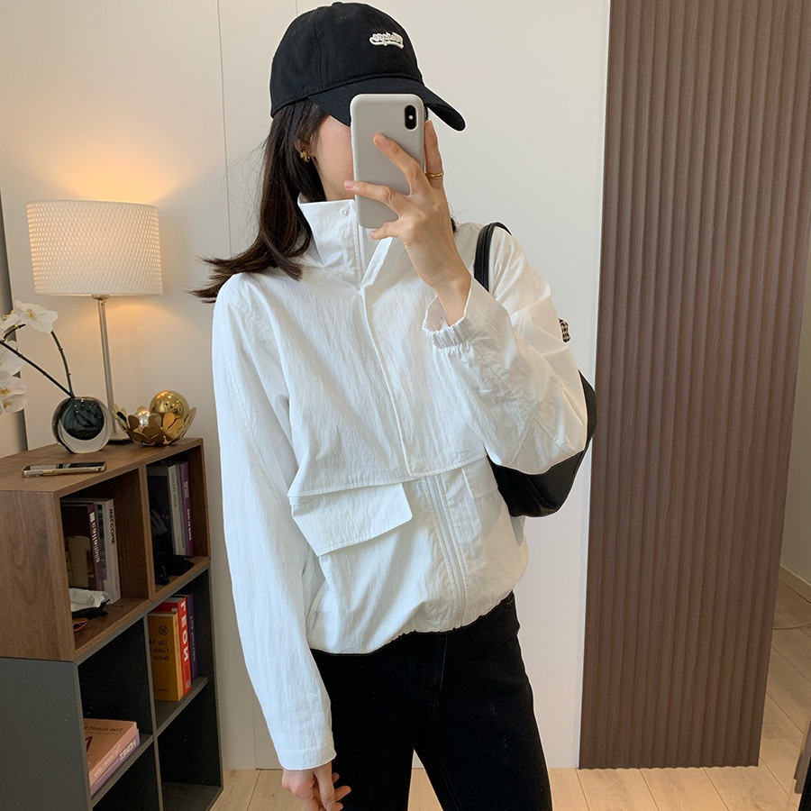 Women's Clothing Lu+ Lightweight Slimming Windproof Outdoor Long Sleeve Casual Sports Hooded Workwear Trench Coat Short Jacket_voghion.com
