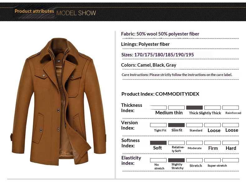 boy Boy Cross-Border Exclusive Autumn Winter Wool Double Layer Collar Neck Protection Men's Mid-Length Trench Casual Woolen Coat_voghion.com