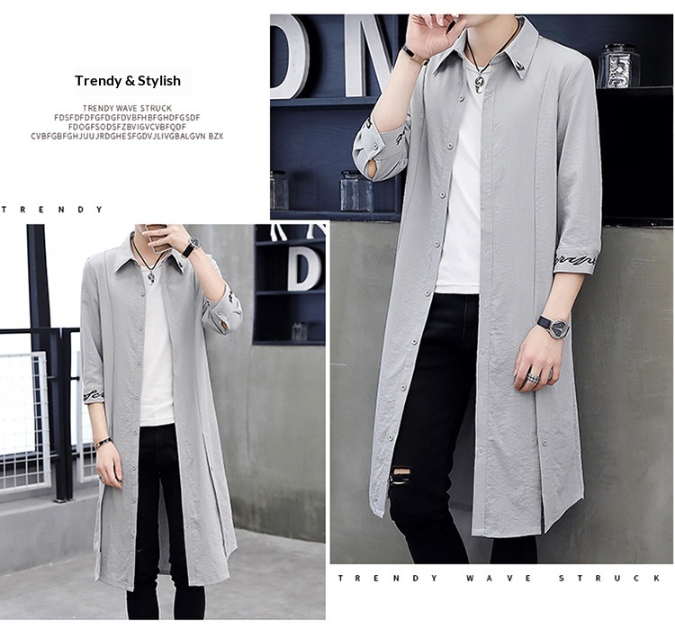 Damenbekleidung Dropshipping Sommer Neuer Herren Trenchcoat Stilvolle, verlängerte, kniehohe Sonnenschutzjacke mit halben Ärmeln Cape_voghion.com