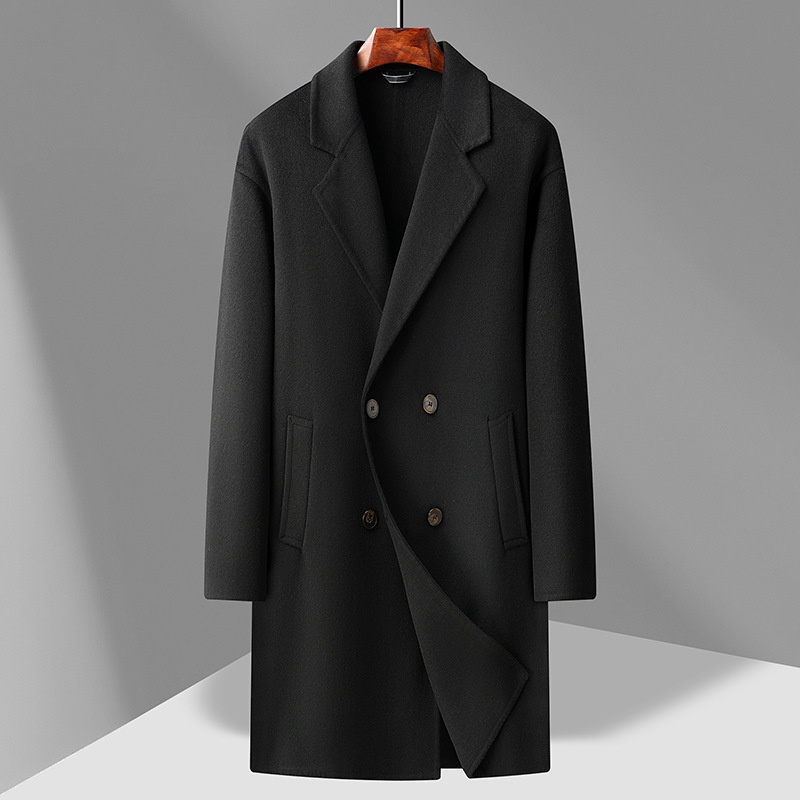 boy Boy 2025 Winter New Men's Long Double-Breasted Plus Size Business Casual Light Reversible Wool Coat_voghion.com