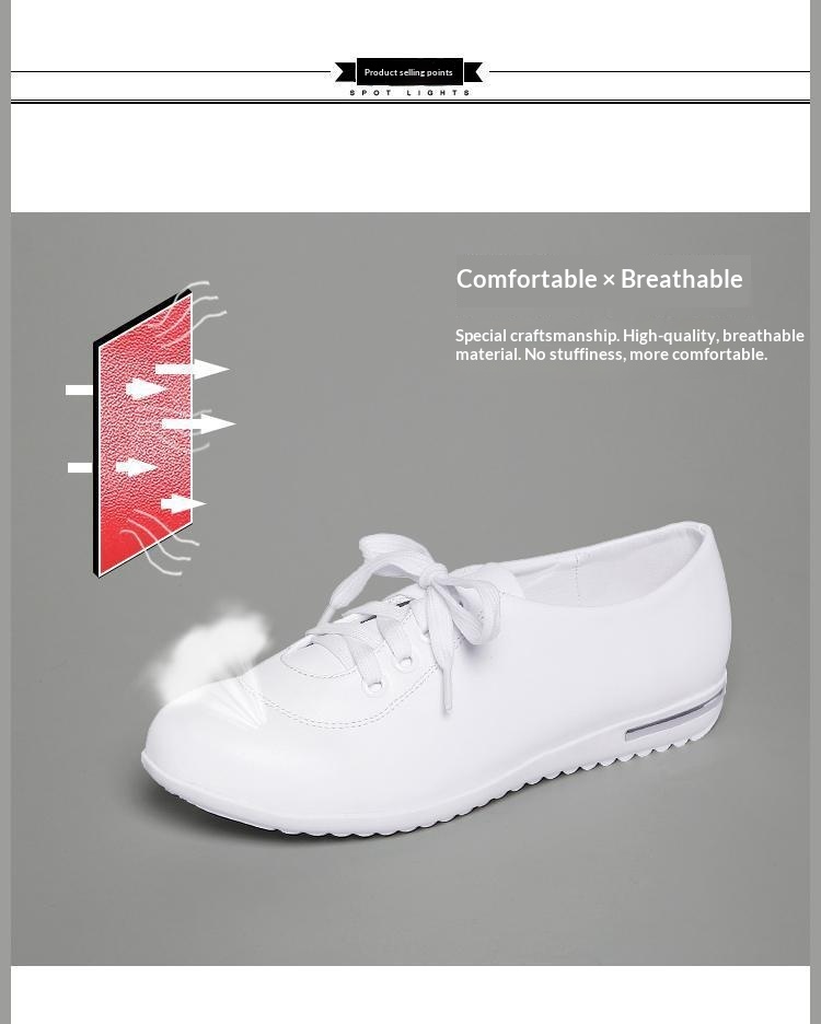 ShoeGlobe Damen-Schnürschuhe mit flacher Sohle, Größe L (41/42), vielseitig, bequem, aus weichem Leder, weiß, ideal für Schülerinnen, Krankenschwestern und Berufstätige._voghion.com