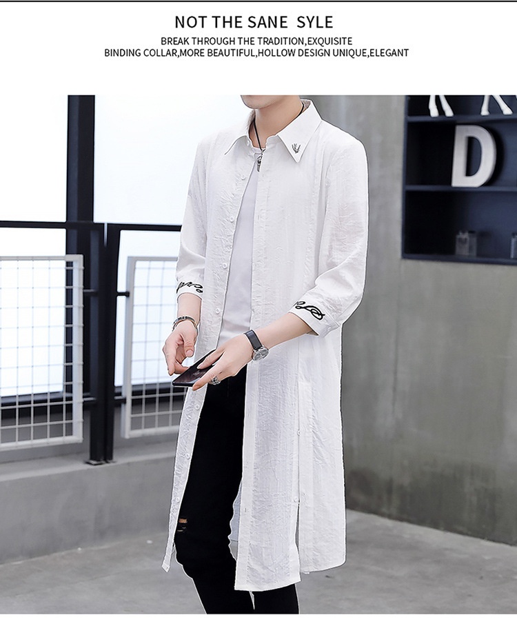 Damenbekleidung Dropshipping Sommer Neuer Herren Trenchcoat Stilvolle, verlängerte, kniehohe Sonnenschutzjacke mit halben Ärmeln Cape_voghion.com