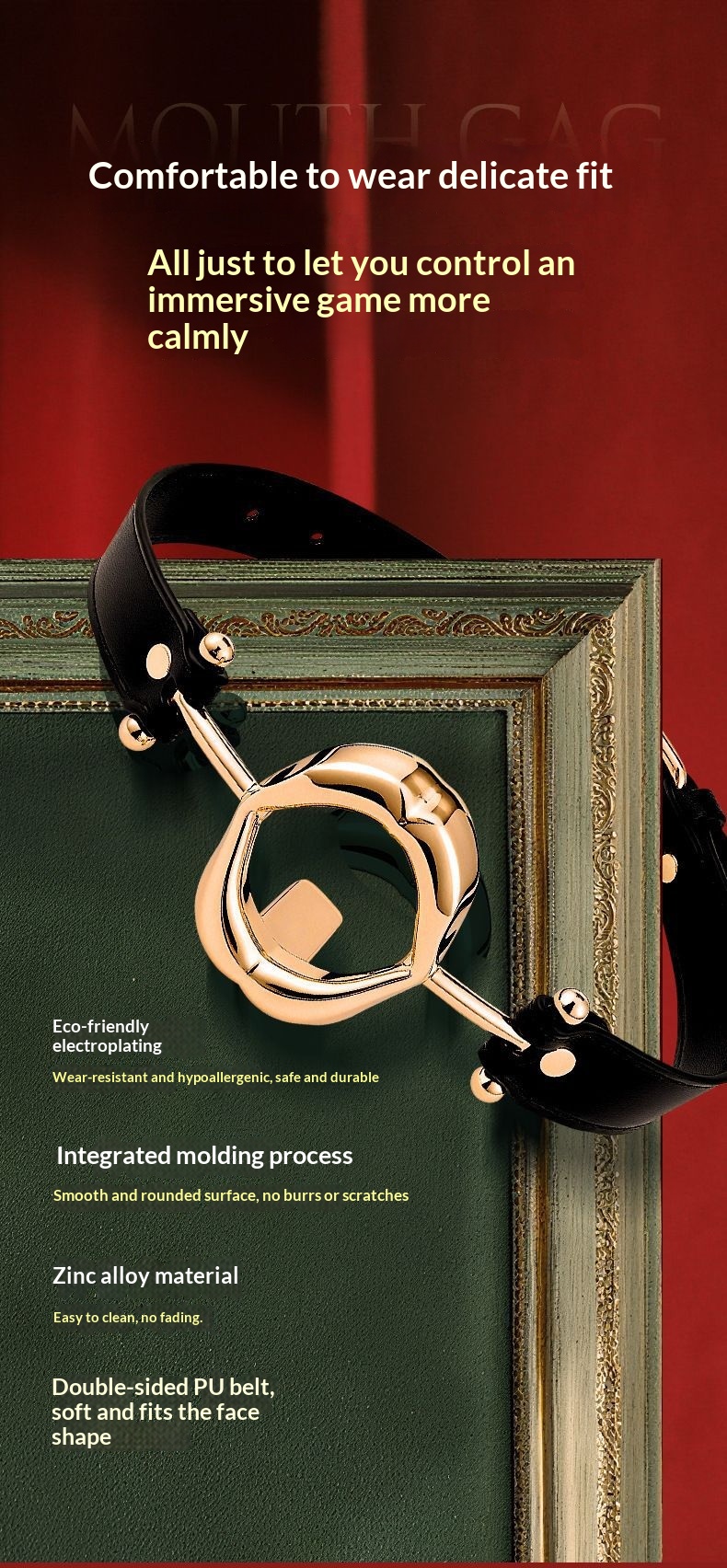 Eros Lab Rose Gold Ball SM Props Adult Erotic Flirting Metal Tongue Depression Mouth Gag Training Sex Aid Toys_voghion.com