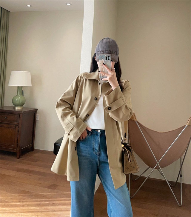 Women's Same Style!British Style Spring Women's Mid-Length Wool For Petite Women Trench Coat_voghion.com