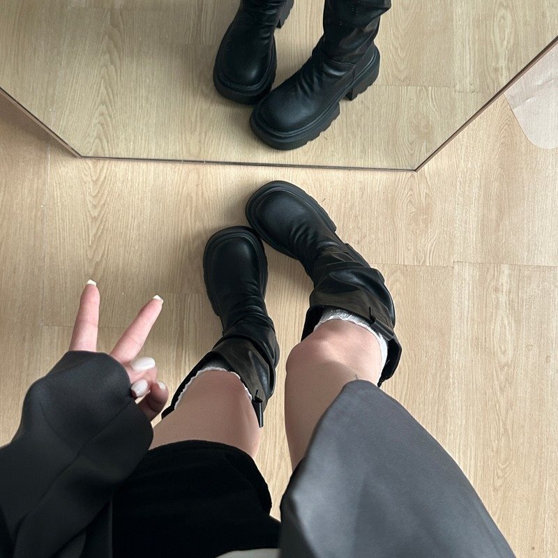 ShoeGlobe High Tube Fashion V Slim Thick Sole Autumn Winter 2025 Vielseitige Reitstiefel mit hohem Schaft und dicker Sohle_voghion.com