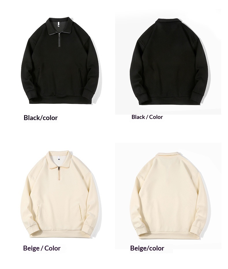 boy Kunhaipengyun Autumn New Fleece-Lined Thickened Stand Collar Sweatsh Men's Mountain Style Outdoor Solid Color Polo_voghion.com