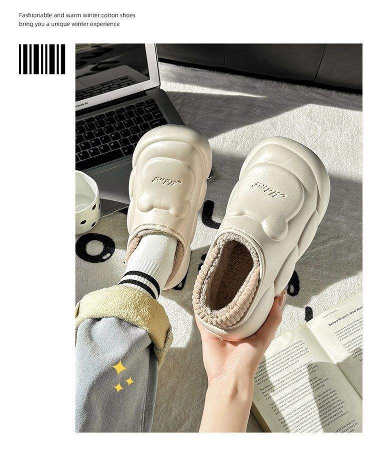 ShoeGlobe ShoeGlobe Waterproof Slippers Winter 2025 New Fleece-Lined Warm Non-Slip Nurse Cotton Shoes For Women_voghion.com