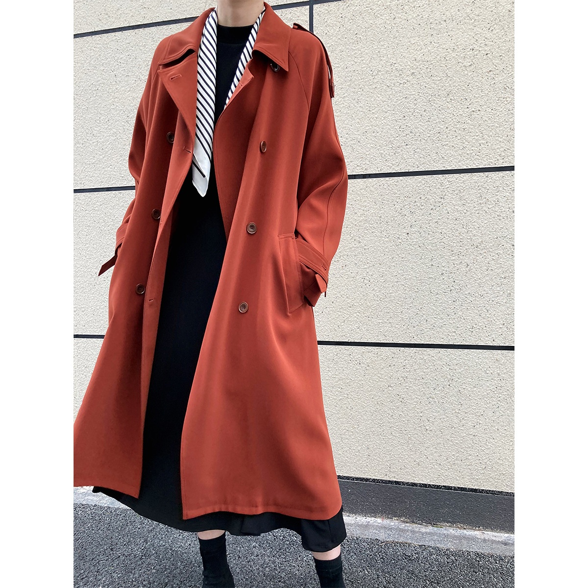 Women's Clothing Luxi Main Promotion 2025 Autumn New Draped British Style Loose Mid-Length Over-The-Knee Trench Coat Women's Jacket 9968_voghion.com