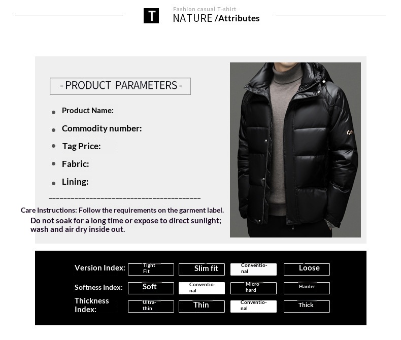 boy 2024 Winter Short Casual Hooded Jacket Fashion Loose Warm Goose Down Coat Men's Clothing_voghion.com