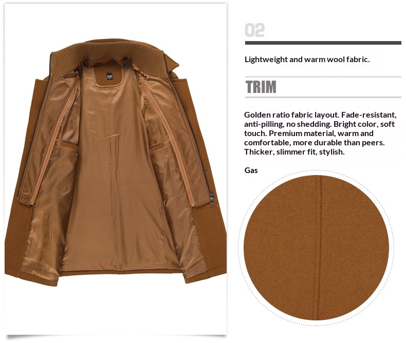 boy Boy Cross-Border Exclusive Autumn Winter Wool Double Layer Collar Neck Protection Men's Mid-Length Trench Casual Woolen Coat_voghion.com