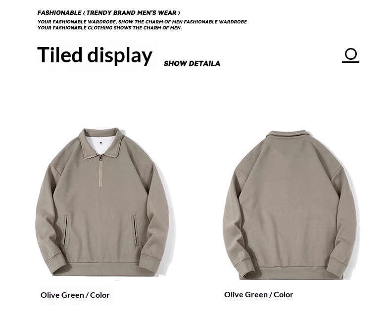 boy Kunhaipengyun Autumn New Fleece-Lined Thickened Stand Collar Sweatsh Men's Mountain Style Outdoor Solid Color Polo_voghion.com