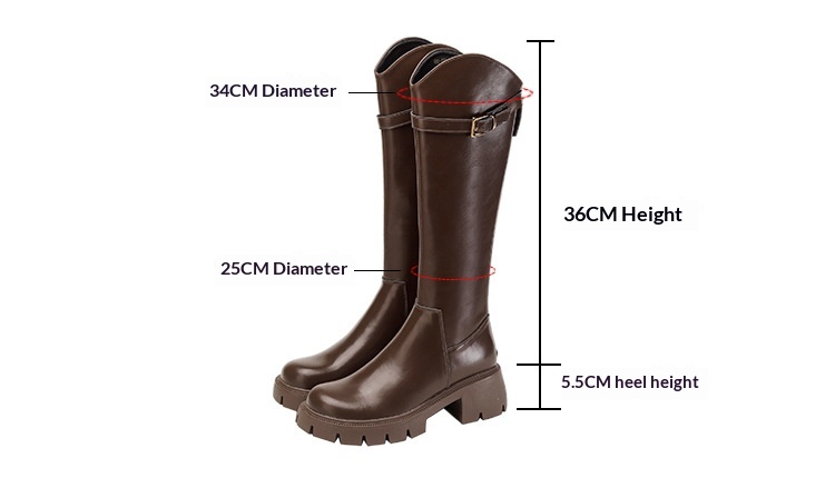 Bottes d'équitation mi-mollet polyvalentes ShoeGlobe, en cuir véritable à semelle épaisse, rehaussantes et élastiques, pour l'automne et l'hiver._voghion.com