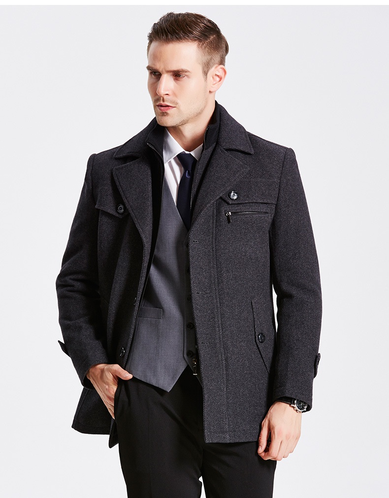 boy Boy Autumn Winter European Size Wool Coat Double Collar Jacket Wholesale Cross-Border Hot Item Source Men's_voghion.com