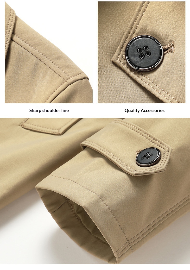 Damenbekleidung 2025 Neue große Größen Herren für Männer mittleren und jungen Alters Koreanischer Stil Slim Fit Einreiher Midi-Länge Trenchcoat_voghion.com