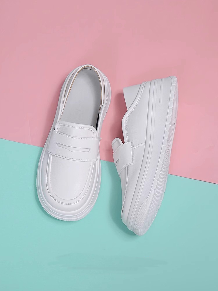 ShoeGlobe ShoeGlobe Dicke Sohle, atmungsaktiv, Sommer 2025, weiche Sohle, lässig, vielseitig, rutschfest, einzelner medizinischer Schuh, weiß, Damen, mittelhoher Absatz_voghion.com