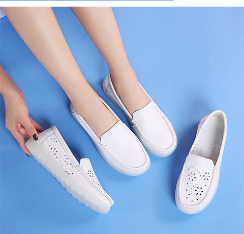 ShoeGlobe Damen-Krankenschwesterschuhe im neuen Stil, weiche Sohle, atmungsaktiv, bequem, rutschfest, medizinische Schuhe, flach, hohl, weiße Sommerschuhe für_voghion.com