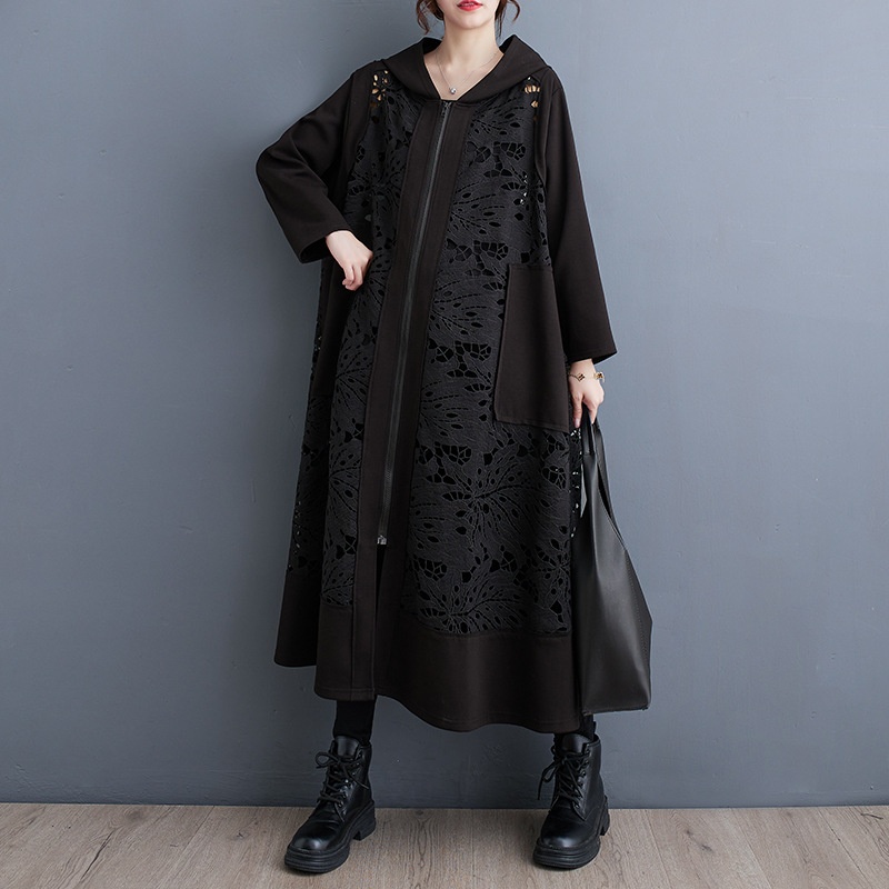 Women's Clothing Summer Korean And Japanese New Style Elegant Casual Hooded Plus Size Loose Patchwork Cardigan Trench Coat_voghion.com