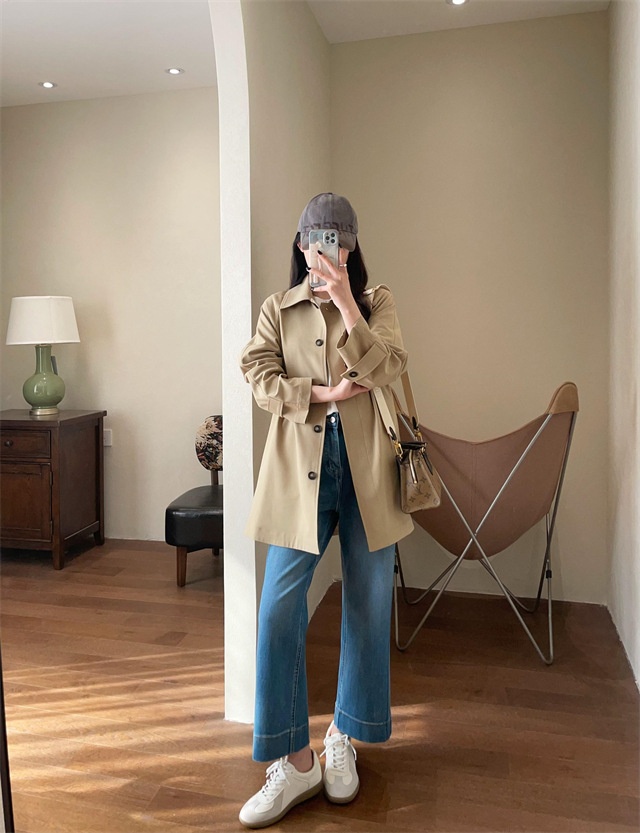 Women's Same Style!British Style Spring Women's Mid-Length Wool For Petite Women Trench Coat_voghion.com