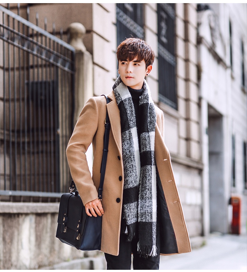 boy Boy Winter New Men's Wool Korean Style Slim Fit Mid-Length Trench Thickened Warm Woolen Coat_voghion.com