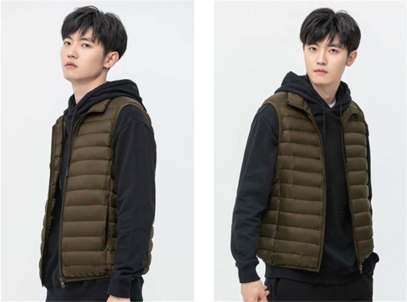 Leichte Herren-Daunenjacke für Herbst und Winter, kurz geschnitten, mit Stehkragen, ultraleicht, lässig und ultraleicht._voghion.com