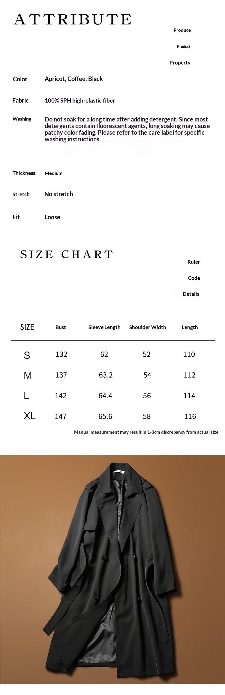 Women's British Style Lapel Mid-Length Trench Coat For Men, Spring And Autumn, Draped Double-Breasted Loose Oversized Long Coat_voghion.com