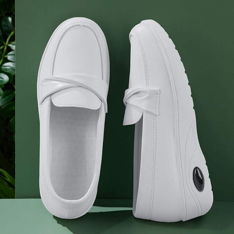 ShoeGlobe ShoeGlobe Breathable Nurse For Women, Non-Slip Medical Work Air Cushion New Casual Shoes, Thick Sole Slip-On White Shoes_voghion.com