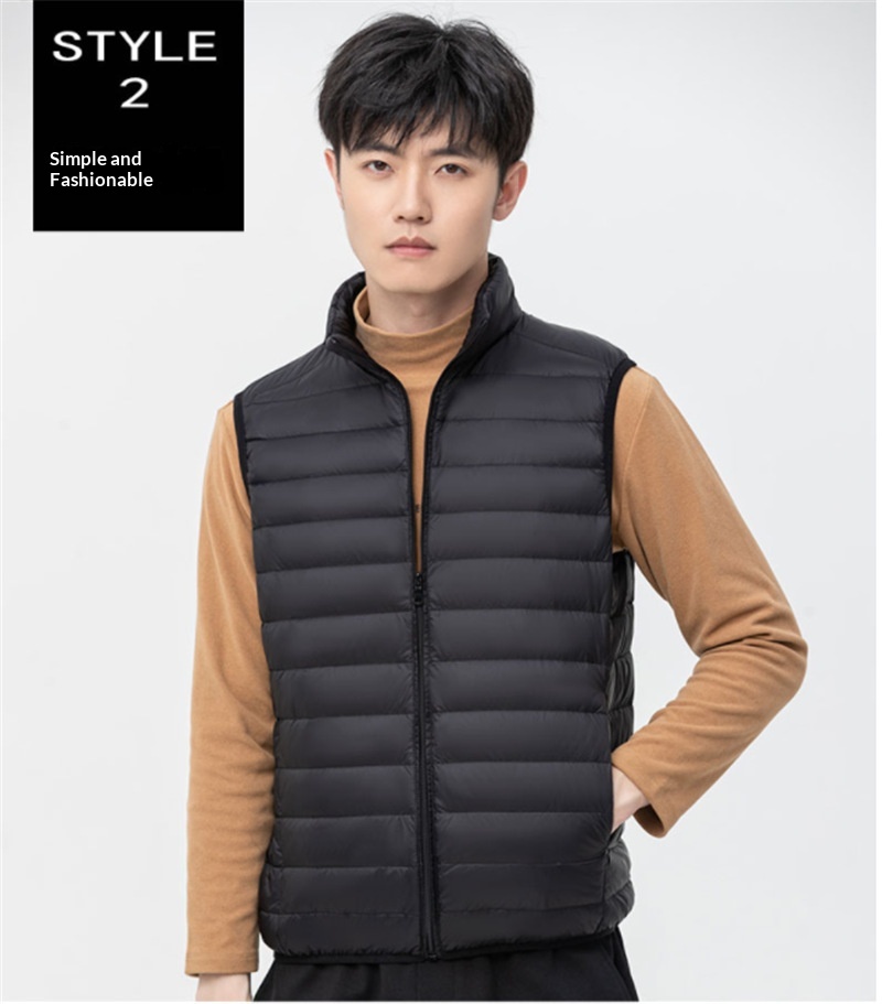 Leichte Herren-Daunenjacke für Herbst und Winter, kurz geschnitten, mit Stehkragen, ultraleicht, lässig und ultraleicht._voghion.com