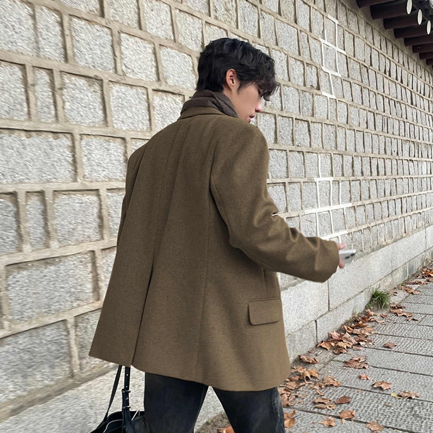 boy Boy ASCLO Korean Version Autumn Winter New Men's Short Old Money Style Trendy Handsome Versatile Suit Wool Coat_voghion.com