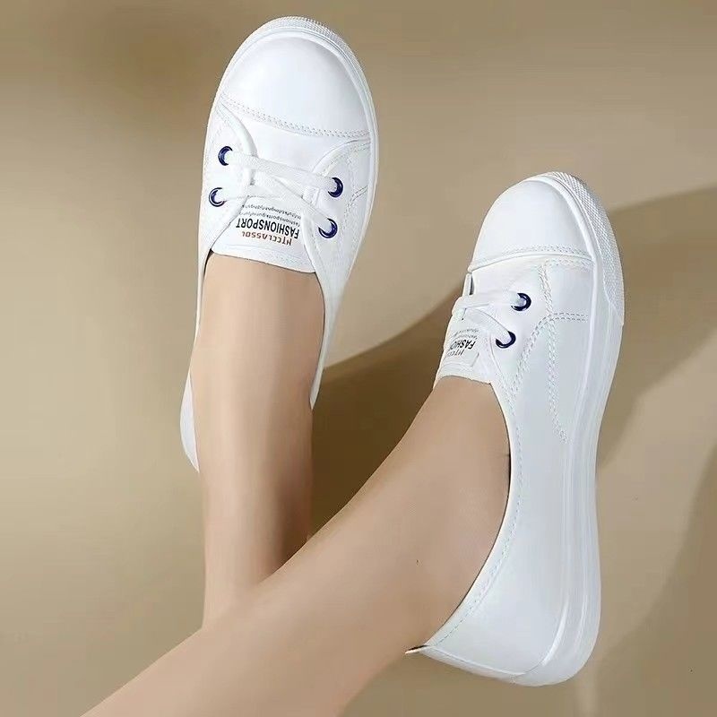 ShoeGlobe Weiße Sneaker für Damen, Sommer-Neuheit, figurformend, trendig, lässig, vielseitig, flache Schuhe für Schwangere und Krankenschwestern_voghion.com