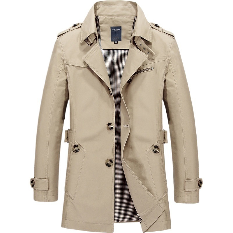 Women's Clothing Women's Clothing Men's Spring And Autumn Trench Mid-Length Turn-Down Collar Short Jacket Coat Plus Size Cape Thin Slim Fit Mengwei_voghion.com