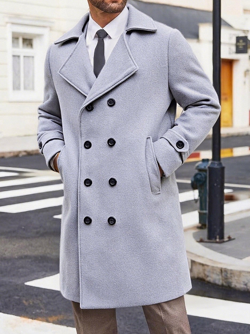boy Boy Cross-Border Autumn Winter New European And American Trench Coat Men's Double-Breasted Mid-Length Woolen Overcoat_voghion.com