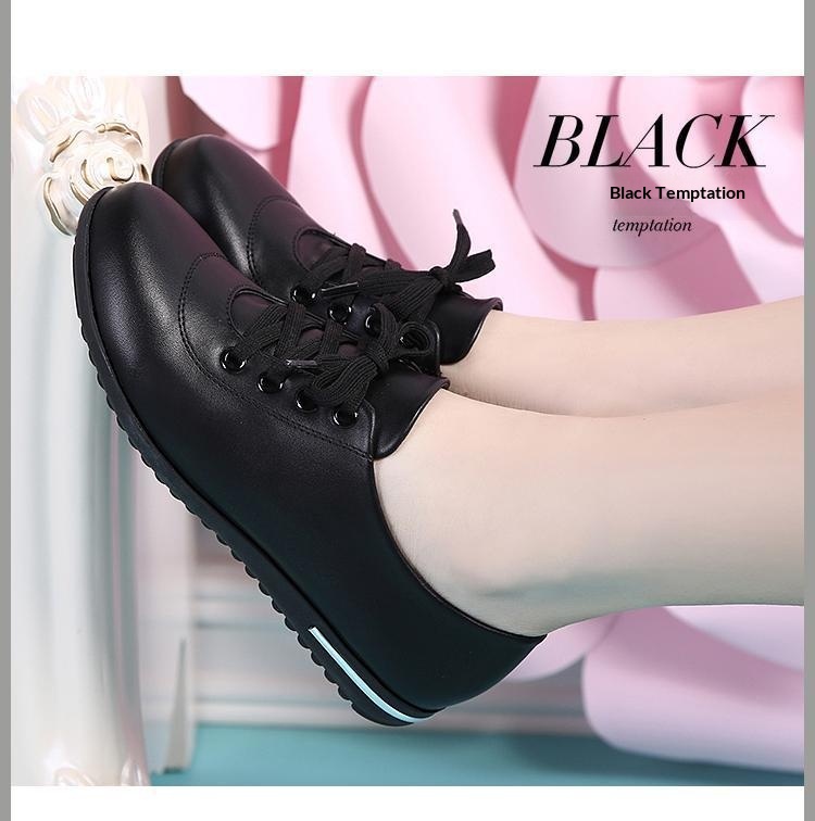 ShoeGlobe Damen-Schnürschuhe mit flacher Sohle, Größe L (41/42), vielseitig, bequem, aus weichem Leder, weiß, ideal für Schülerinnen, Krankenschwestern und Berufstätige._voghion.com