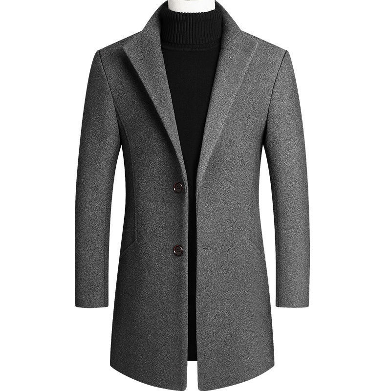 boy Boy 2025 New Autumn Winter Casual Slim Trench Coat Mid-Length Woolen Men's Clothing_voghion.com