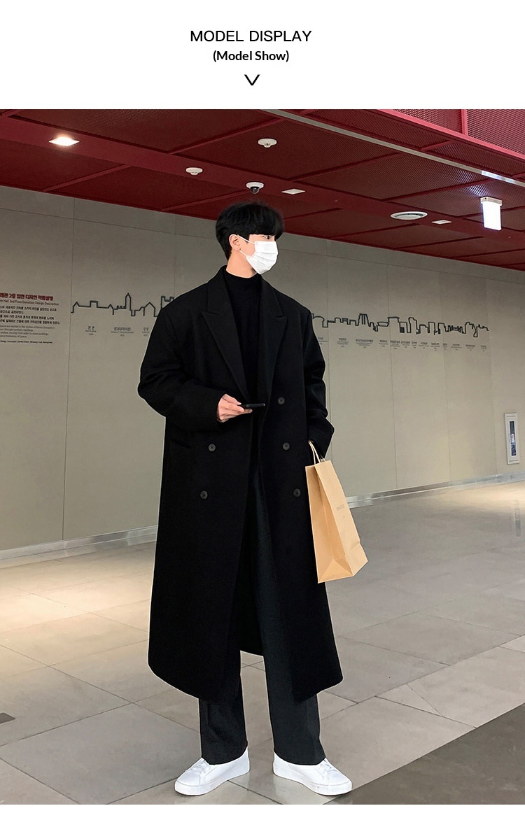 Boy Boy Nieuwe jas voor heren, halflange overknee kasjmier dubbelzijdige wollen trenchcoat, winter Koreaanse stijl_voghion.com