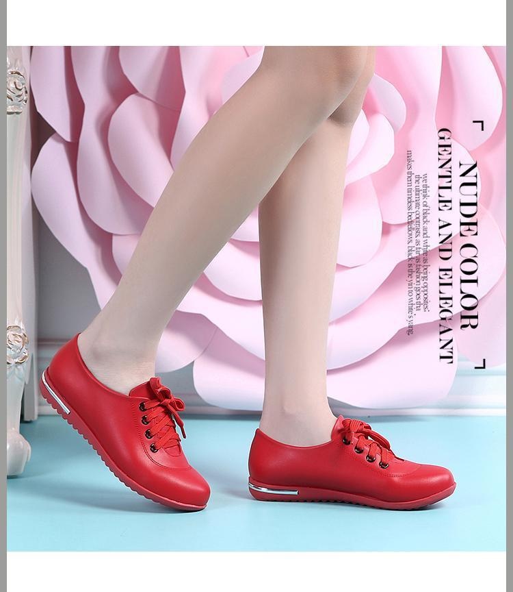 ShoeGlobe Damen-Schnürschuhe mit flacher Sohle, Größe L (41/42), vielseitig, bequem, aus weichem Leder, weiß, ideal für Schülerinnen, Krankenschwestern und Berufstätige._voghion.com