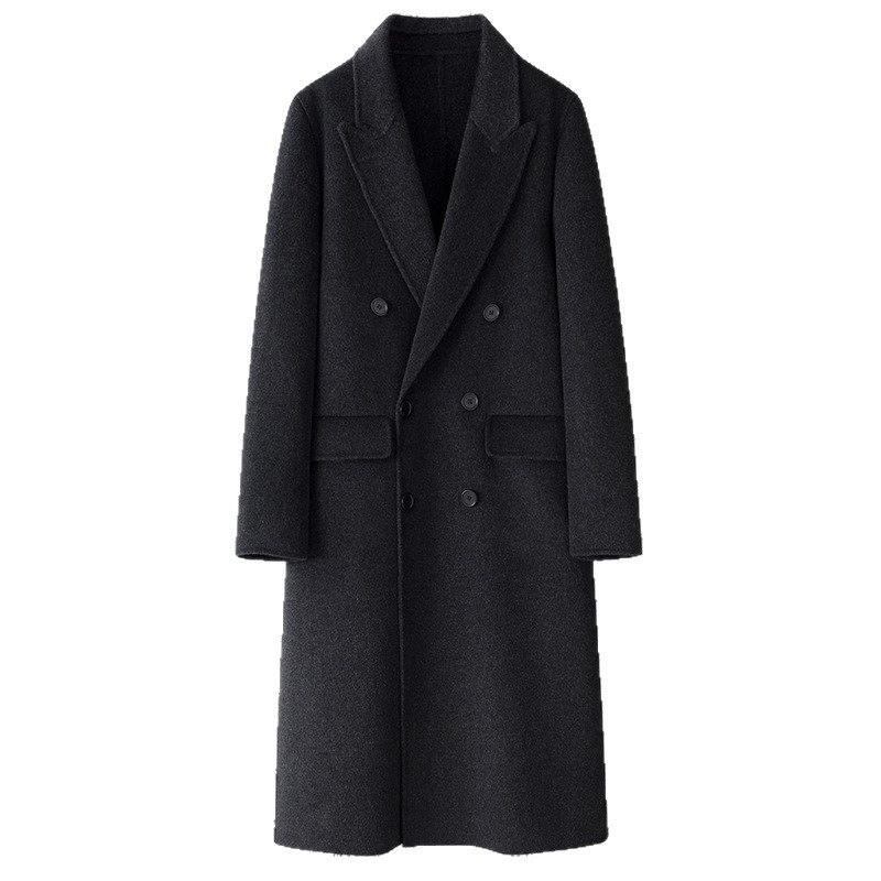 Manteau d'hiver pour garçon, 100 % laine, longueur genou, style coréen, double face, en cachemire épais, style décontracté._voghion.com