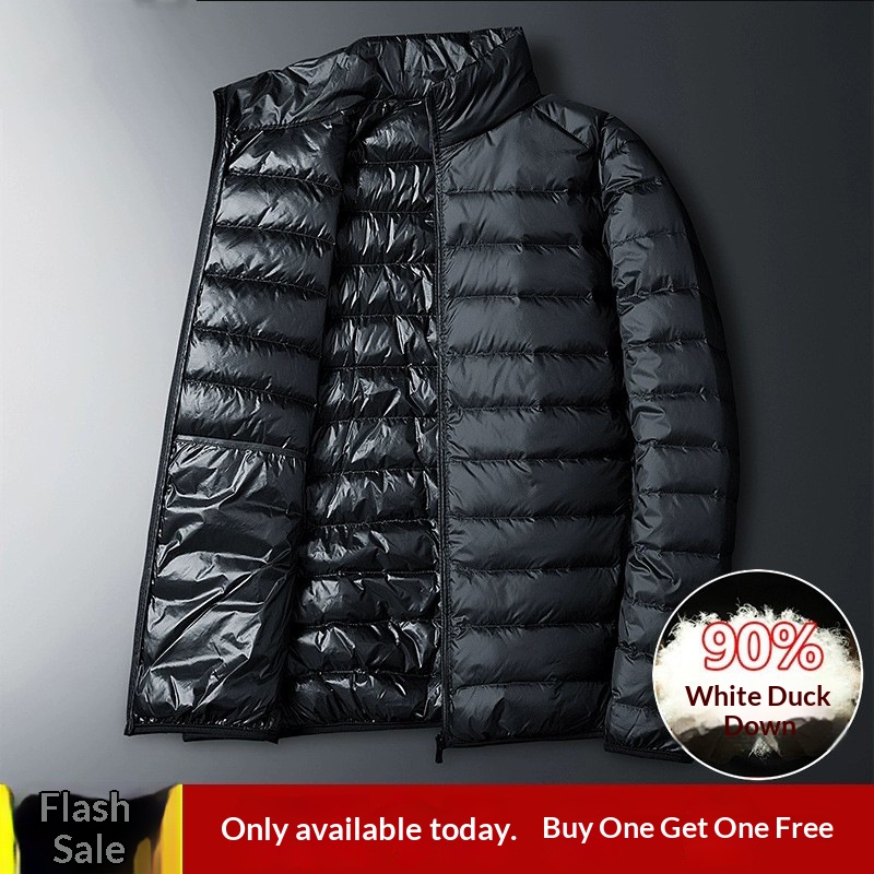 Giacca leggera da uomo con colletto alto, sportiva, autunnale, da ragazzo, con marchio Dropshipping, abbigliamento invernale, calda, in piuma d'anatra bianca_voghion.com