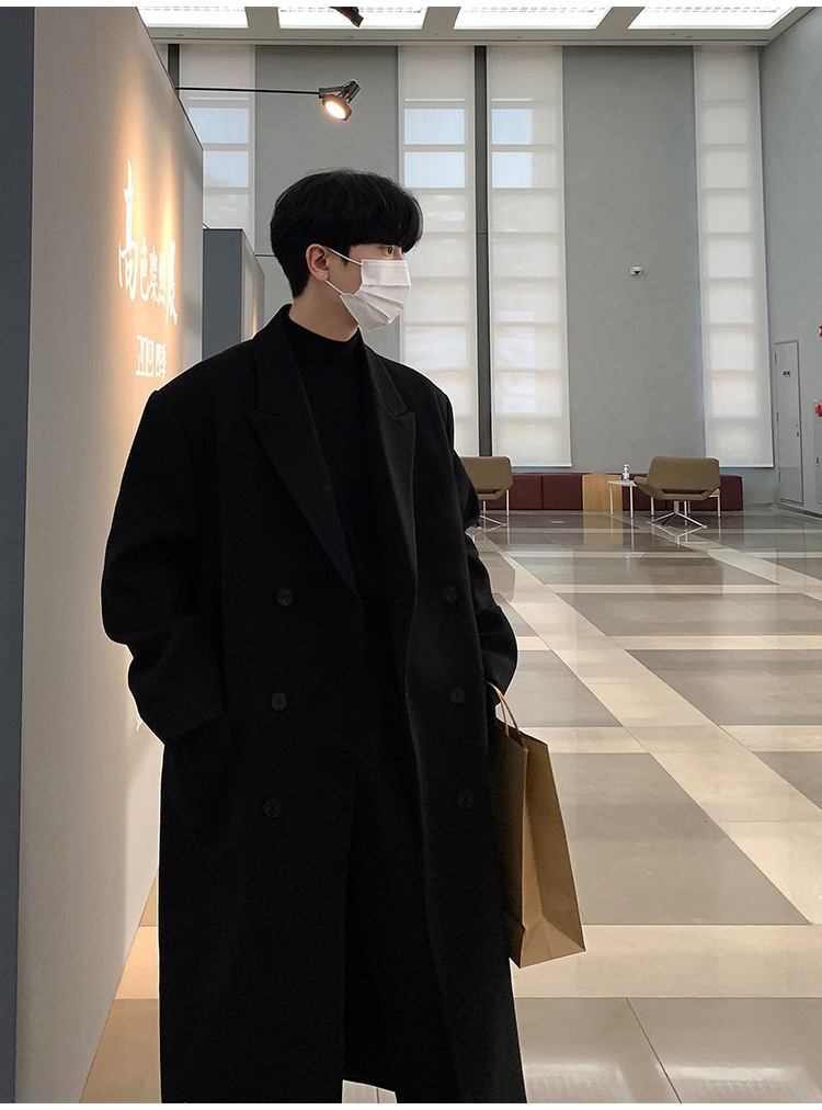 Boy Boy Nieuwe jas voor heren, halflange overknee kasjmier dubbelzijdige wollen trenchcoat, winter Koreaanse stijl_voghion.com