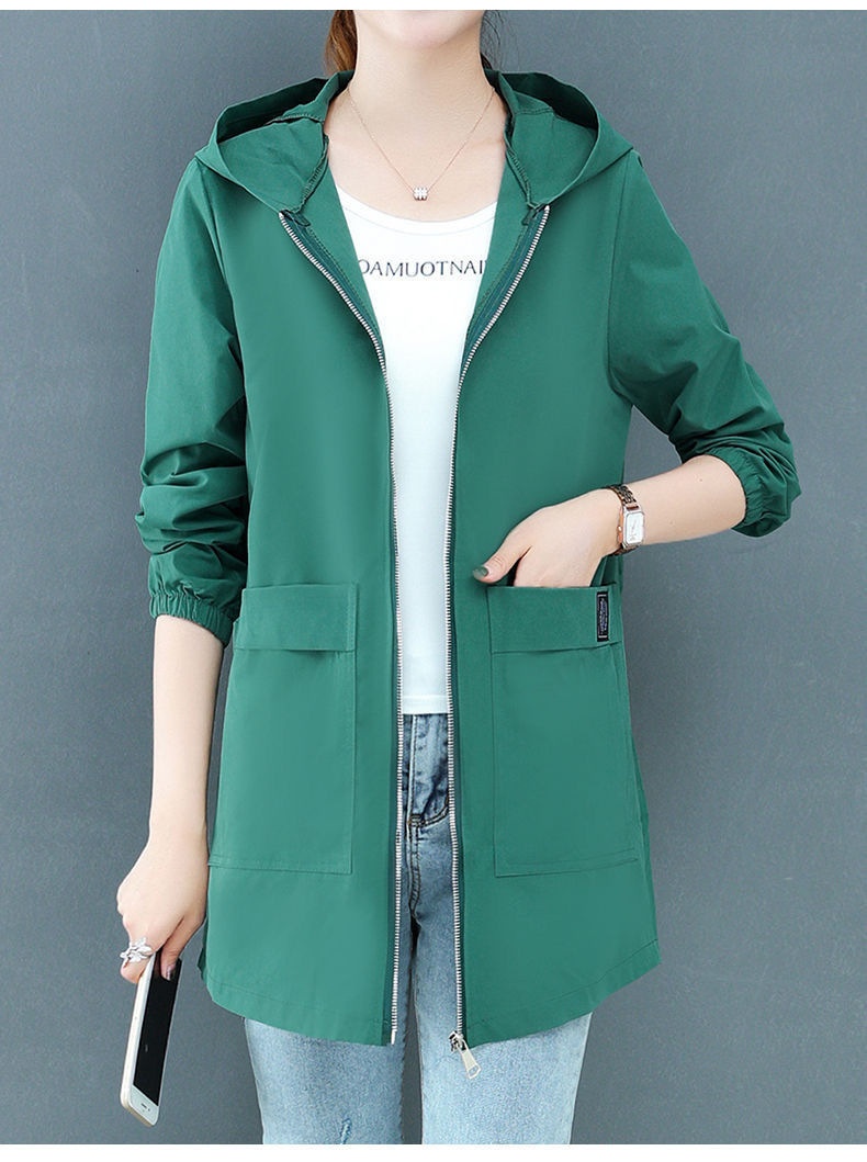 Women's Clothing Plus Size Women's Hooded Mid-Length 40-150kg Loose Korean Style Slimming Trench Coat For Autumn_voghion.com