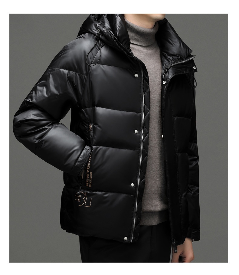 boy 2024 Winter Short Casual Hooded Jacket Fashion Loose Warm Goose Down Coat Men's Clothing_voghion.com