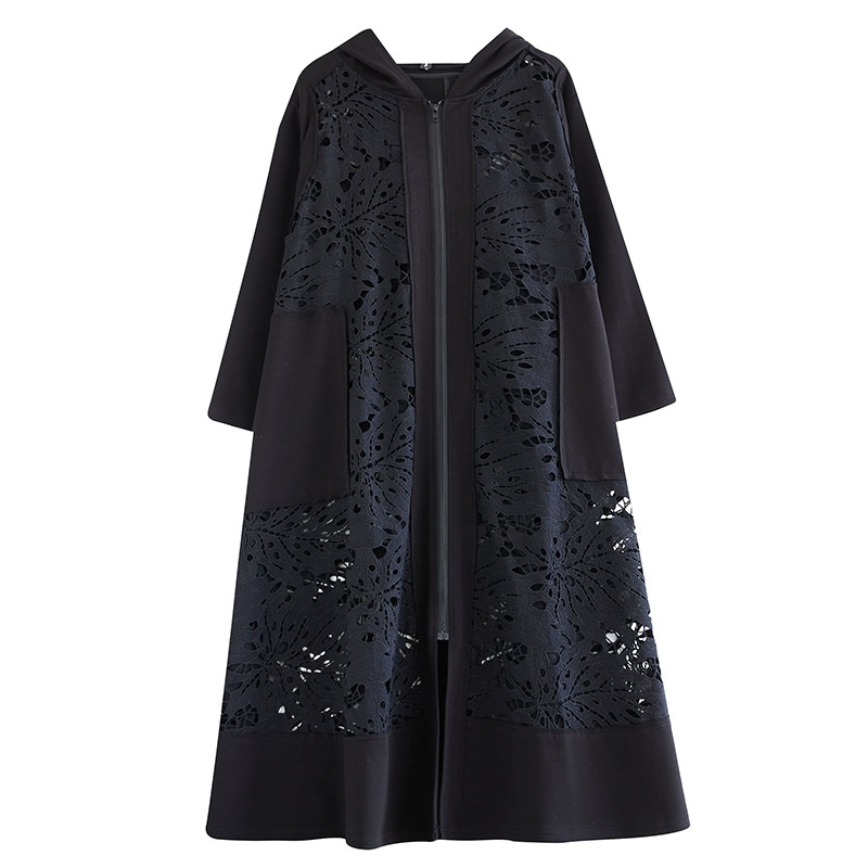 Women's Clothing Summer Korean And Japanese New Style Elegant Casual Hooded Plus Size Loose Patchwork Cardigan Trench Coat_voghion.com