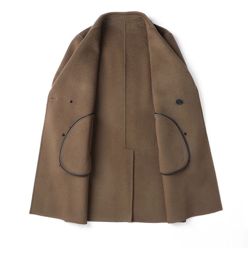 boy Boy 100% Autumn Winter Wool Men's Suit Collar Double Breasted Jacket Trench Woolen Mid-Length Coat_voghion.com