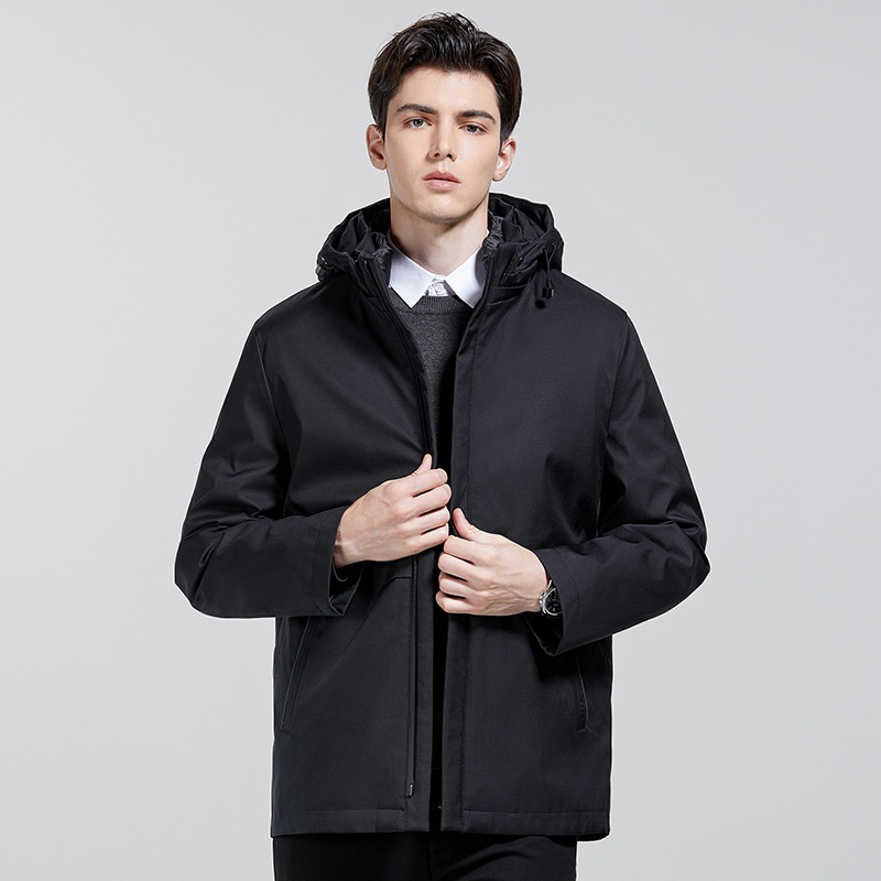 Erkek Çocuk Ceketi Dik Yaka Kapüşonlu Kaz Tüyü Soğuk Geçirmez Sıcak Üst 2025 İş Gündelik Kışlık Giysiler_voghion.com