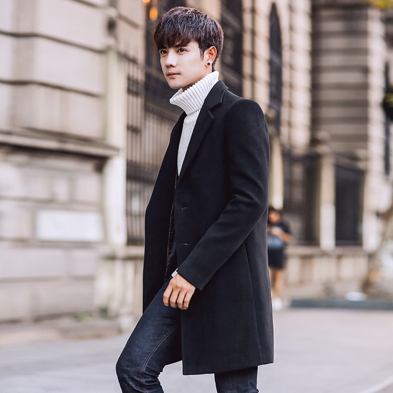 boy Boy Winter New Men's Wool Korean Style Slim Fit Mid-Length Trench Thickened Warm Woolen Coat_voghion.com