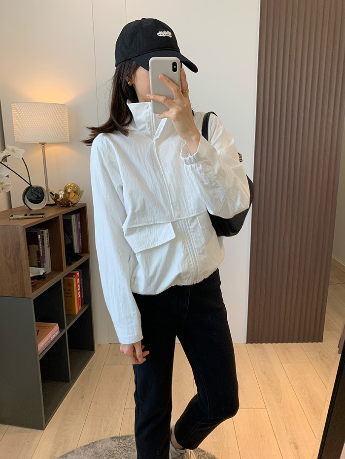 Women's Clothing Lu+ Lightweight Slimming Windproof Outdoor Long Sleeve Casual Sports Hooded Workwear Trench Coat Short Jacket_voghion.com