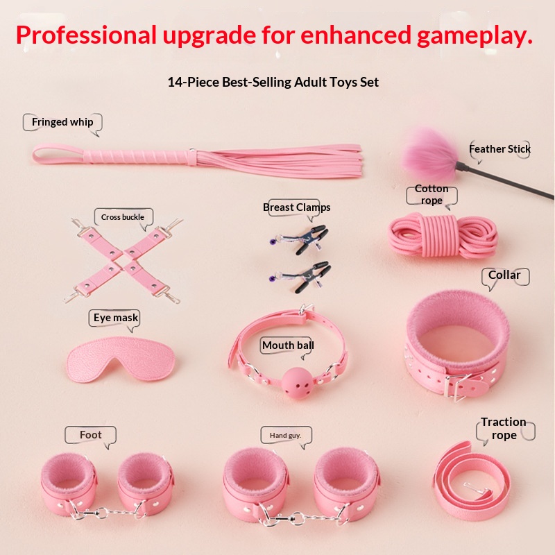 Eros Lab SM Props 8-Piece Bondage Handcuffs Whip Adult Couple Foreplay Set Sex Toys_voghion.com