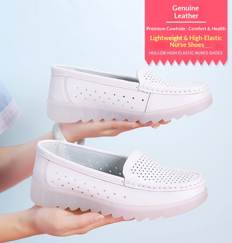 ShoeGlobe – Neue Damen-Krankenschwesterschuhe für Frühling/Sommer: Weich, atmungsaktiv, bequem, rutschfest, dicke Sohle, vielseitig einsetzbar, weiß._voghion.com